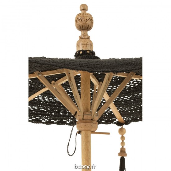 J-Line J Line parasol ornemental parasols ornementaux Parasol Floche Pied Coton Bois Noir Small.