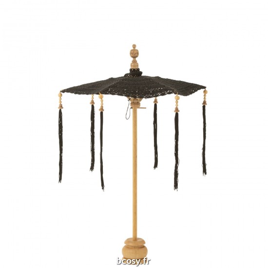 J Line Parasol Floche Pied Coton Bois Noir Small L94xB53xH53 cm JLine 33335 by Jolipa 33335.