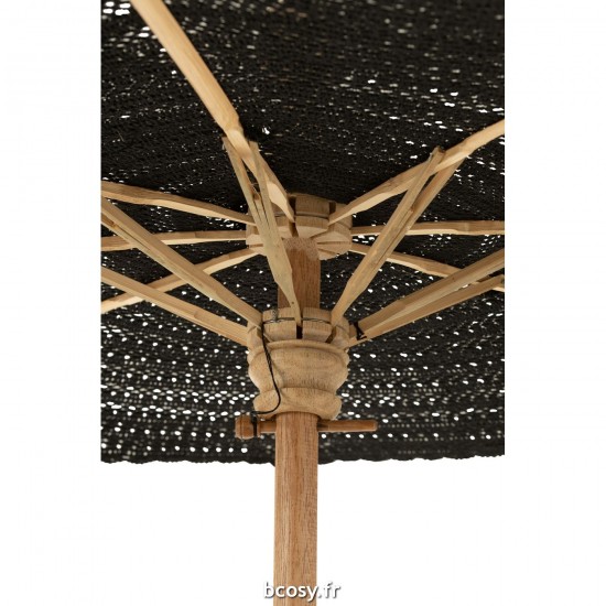 J-Line J Line parasol ornemental parasols ornementaux Parasol Floche Coton Bois Noir Large.