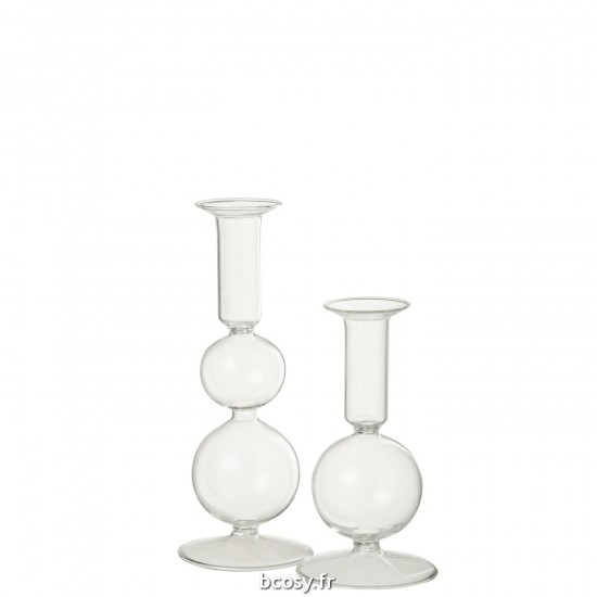 J-Line J Line chandeliers candélabres Jolipa Chandelier 2 Boules Verre Transparent Large.