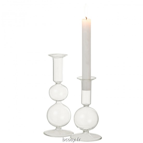 Jolipa Chandelier 2 Boules Verre Transparent Large.