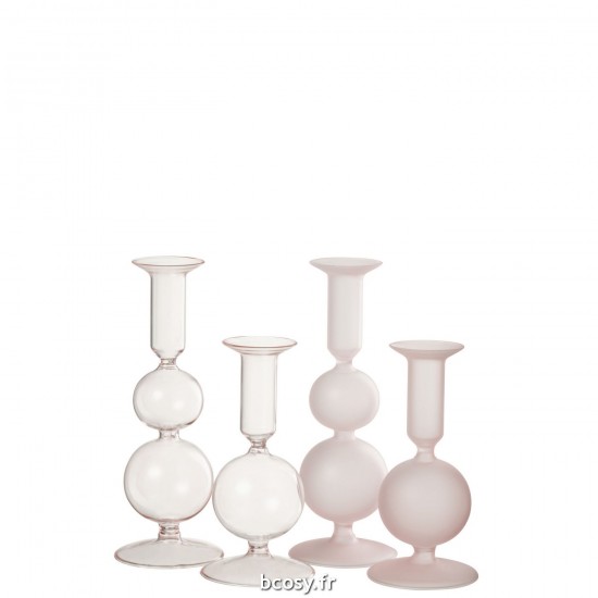 J-Line J Line chandeliers candélabres Jolipa Chandelier 2 Boules Mat Transparent Verre Rose Clair Assortiment De 2.