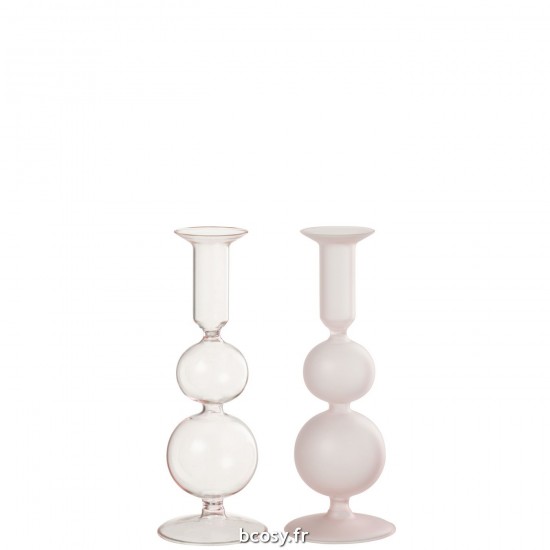 J Line Chandelier 2 Boules Mat Transparent Verre Rose Clair L8xB8xH21 cm JLine 33372 by Jolipa 33372 Assortiment de 2 pcs.