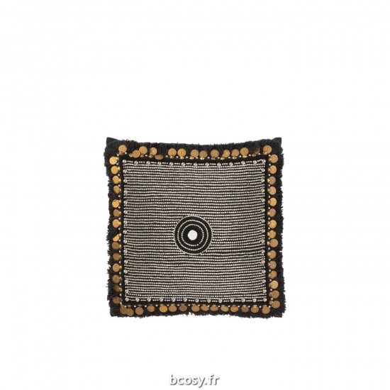 J Line Coussin Perle Jute Noir L45xB45xH11 cm JLine 33904 by Jolipa 33904.