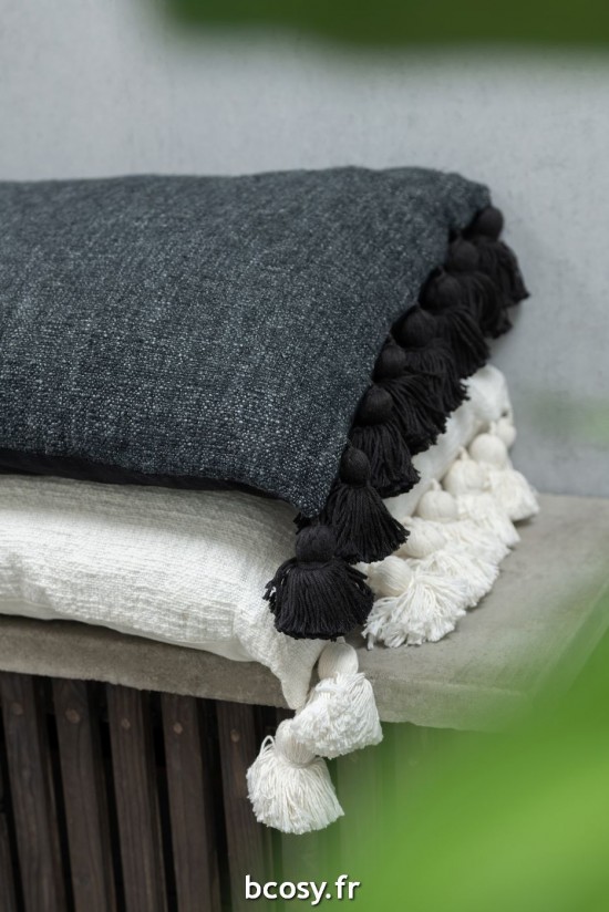 Jolipa Coussin Floches Coton Noir.