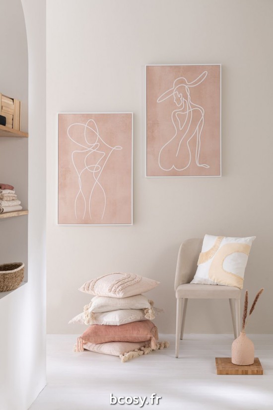 Jolipa Coussin Cercle Textile Blanc Beige.