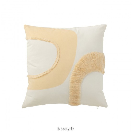 J Line Coussin Cercle Textile Blanc Beige L43xB43xH10 cm JLine 34162 by Jolipa 34162.