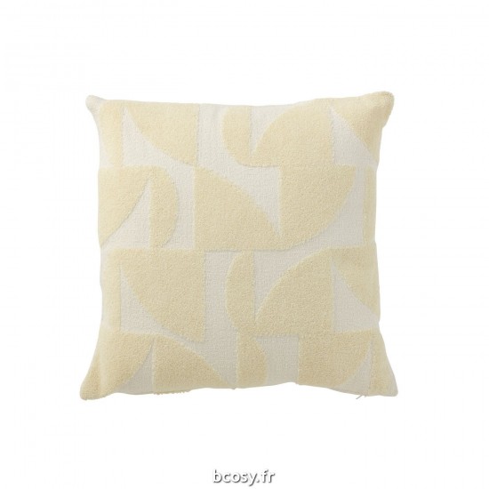 J Line Coussin Geo Textile Blanc Jaune Clair L43xB43xH10 cm JLine 34166 by Jolipa 34166.