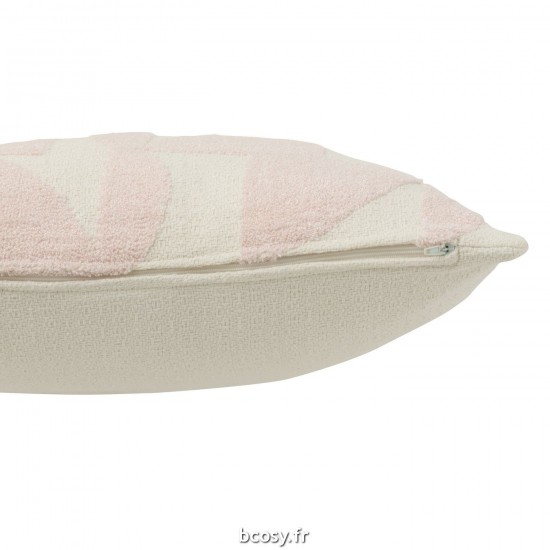 J-Line J Line coussins Jolipa Coussin Geo Textile Blanc Rose Clair.