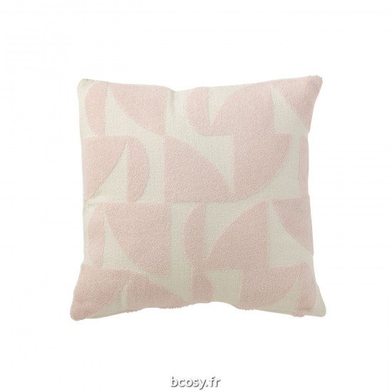 J Line Coussin Geo Textile Blanc Rose Clair L43xB43xH10 cm JLine 34167 by Jolipa 34167.