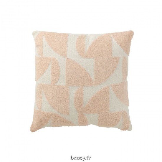 J Line Coussin Geo Textile Blanc Saumon L43xB43xH10 cm JLine 34168 by Jolipa 34168.