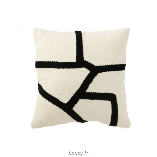 J Line Coussin Ligne Textile Blanc Noir L43xB43xH10 cm JLine 34172 by Jolipa 34172.