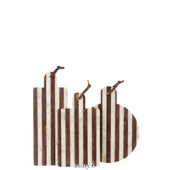 J-Line J Line planches à découper Jolipa Planche Ronde Lignes Marbre Blanc Marron.