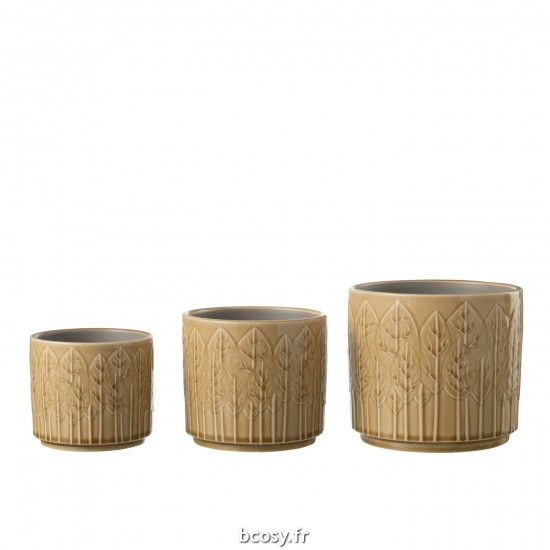 J-Line J Line cachepots de fleur Jolipa Cachepot Feuille Ceramique Beige Large.