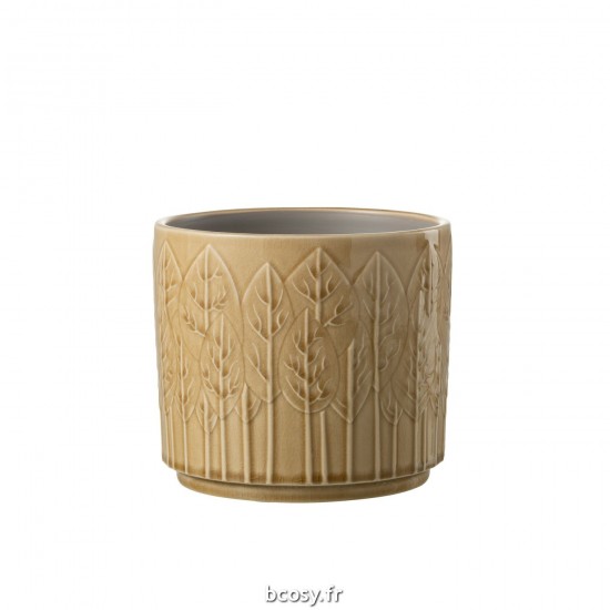 J Line Cachepot Feuille Ceramique Beige Large L17xB17xH15 cm JLine 34244 by Jolipa 34244.