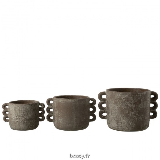 J-Line J Line cachepots de fleur Jolipa Cachepot Celia Ceramique Marron Large.