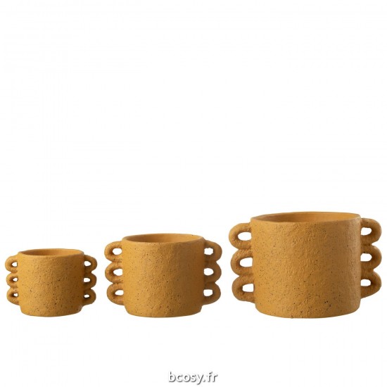 J-Line J Line cachepots de fleur Jolipa Cachepot Zenia Ceramique Ocre Large.
