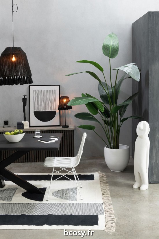 Jolipa Tapis Tokyo Poly Blanc Noir.