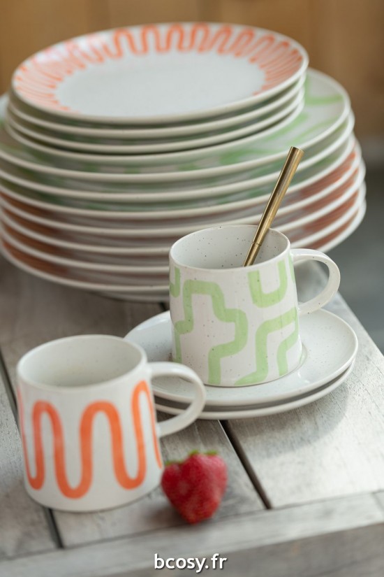 Jolipa Tasse Sous Tasse Porcelaine Orange.
