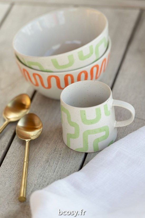 Jolipa Bol Motif Porcelaine Vert.