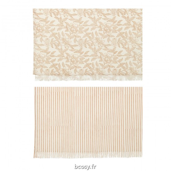 J-Line J Line textiles Jolipa Nappe Indi Textile Taupe Assortiment De 2.