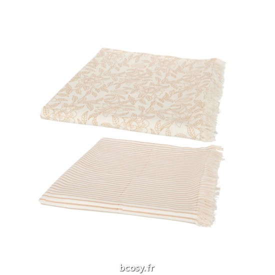 J Line Tafelkleed Indi Textiel Taupe L273xB134 cm JLine 34456 by Jolipa 34456 Assortiment de 2 pcs.