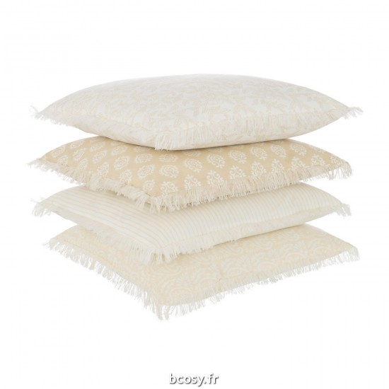 J-Line J Line coussins Jolipa Coussin Indi Textile Beige Assortiment De 4.