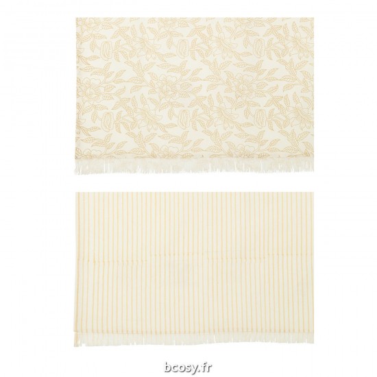 J-Line J Line textiles Jolipa Nappe Indi Textile Beige Assortiment De 2.