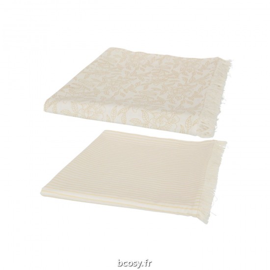 J Line Tafelkleed Indi Textiel Beige L273xB134 cm JLine 34458 by Jolipa 34458 Assortiment de 2 pcs.