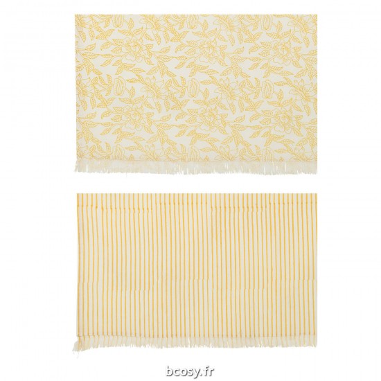 J-Line J Line textiles Jolipa Nappe Indi Textile Jaune Assortiment De 2.