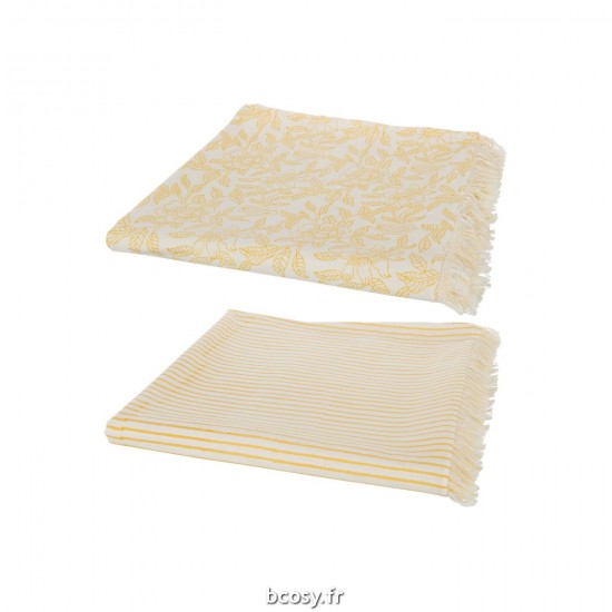 J Line Tafelkleed Indi Textiel Geel L273xB134 cm JLine 34460 by Jolipa 34460 Assortiment de 2 pcs.