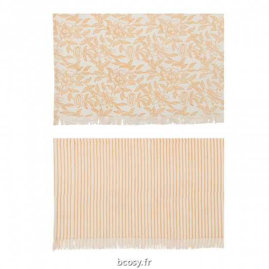 J-Line J Line textiles Jolipa Nappe Indi Textile Saumon Assortiment De 2.