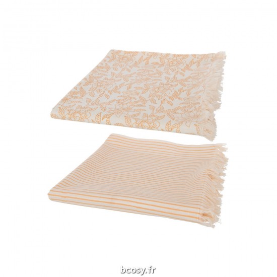 J Line Tafelkleed Indi Textiel Zalm L273xB134 cm JLine 34462 by Jolipa 34462 Assortiment de 2 pcs.