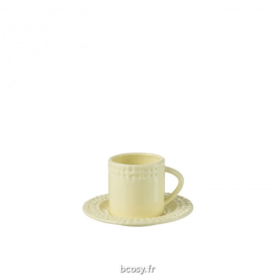 J Line Tasse Et Sous Tasse Ceramique Jaune L14xB14xH9 cm JLine 34655 by Jolipa 34655.