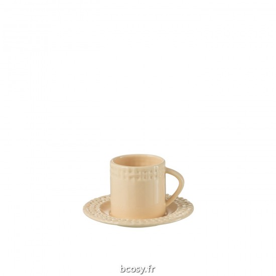 J Line Tasse Et Sous Tasse Ceramique Peche L14xB14xH9 cm JLine 34681 by Jolipa 34681.