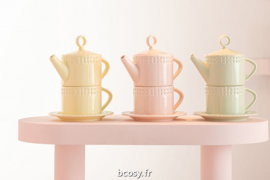 Jolipa Theiere Et Tasse Ceramique Peche.