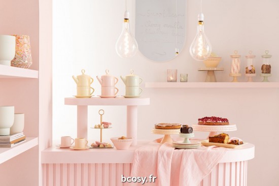 Jolipa Tasse Et Sous Tasse Ceramique Rose.