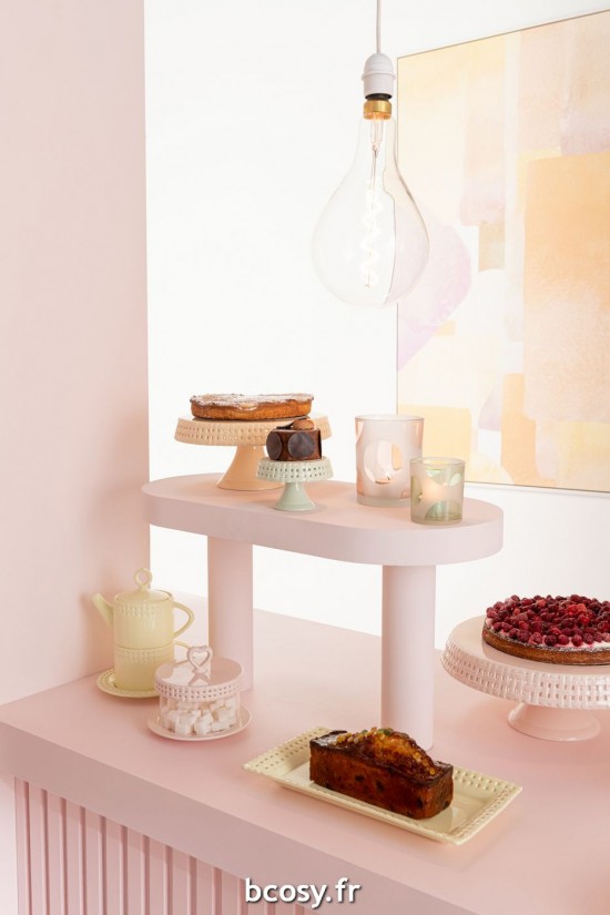 Jolipa Plat A Tarte Sous Verre Ceramique Rose Small.