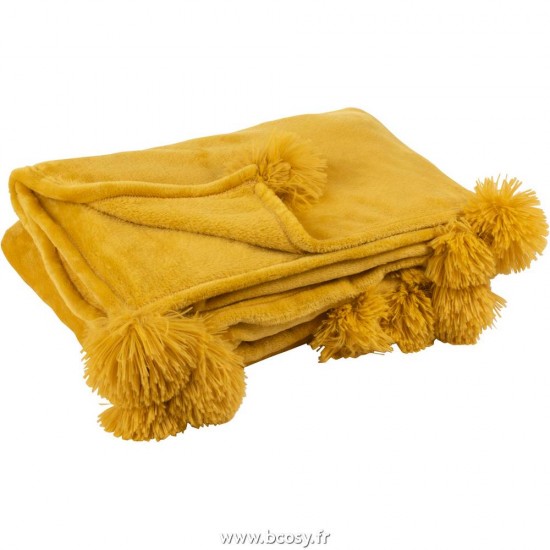 J Line Plaid Pompon Polyester Ocre Jline 3484 by Jolipa 3484