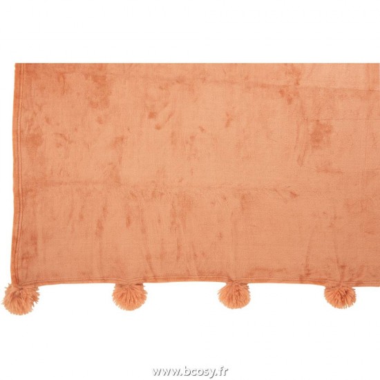 J-Line plaids a franges Jolipa Jline Plaid Pompon Polyester Peche