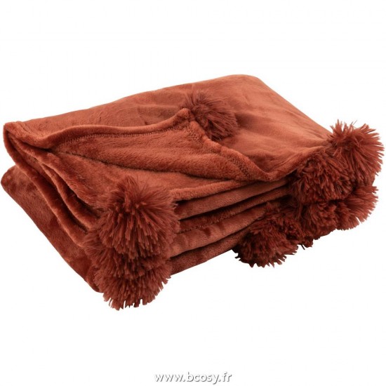 J Line Plaid Pompon Polyester Marsala Jline 3486 by Jolipa 3486