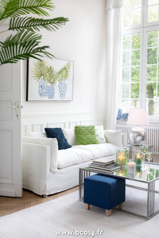 Jolipa Jline Coussin Macrame Carre Coton Bleu