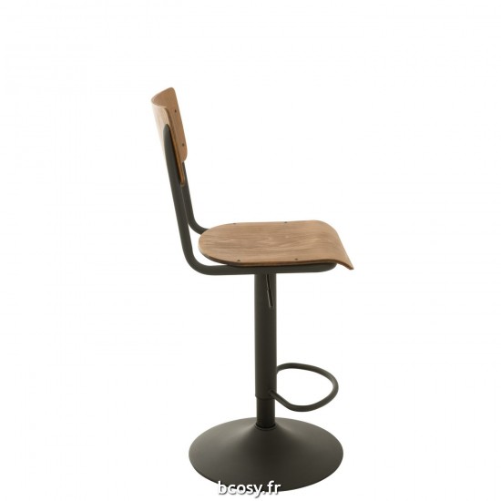 J-Line J Line chaises tabourets de bar Jolipa Chaise De Bar Bois Metal Marron.