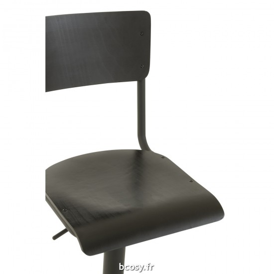 J-Line J Line chaises tabourets de bar Chaise De Bar Bois Metal Noir.