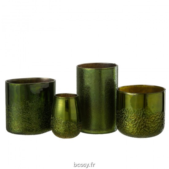 Jolipa Photophore Miroir Vert Verre Extra Large.