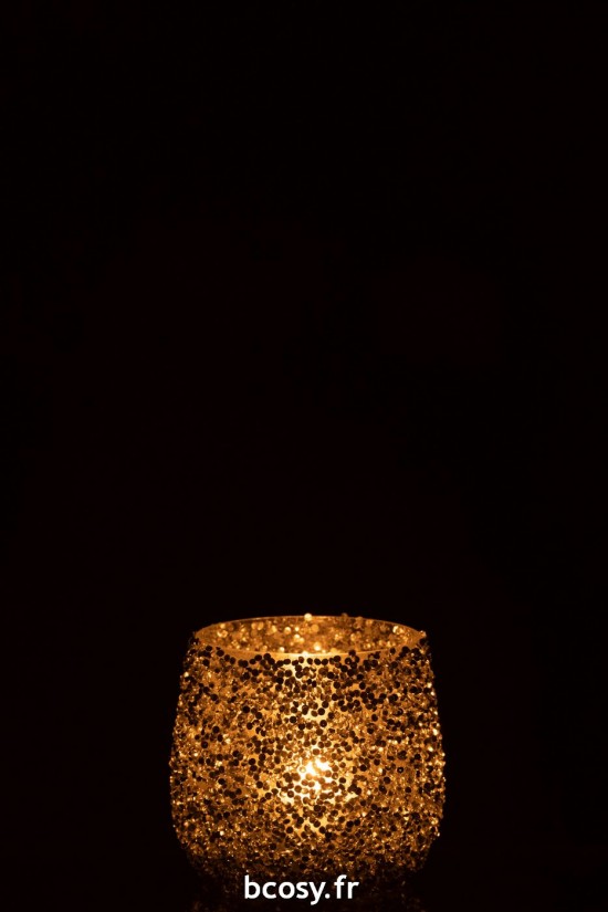 J-Line J Line photophores Jolipa Photophore Paillettes Verre Argent Small.