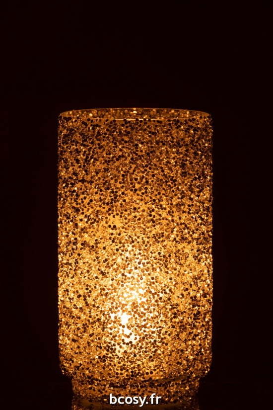 J-Line J Line photophores Jolipa Photophore Paillettes Verre Argent Large.