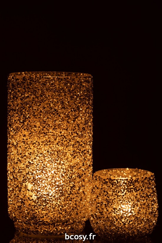 J-Line J Line photophores Photophore Paillettes Verre Argent Large.