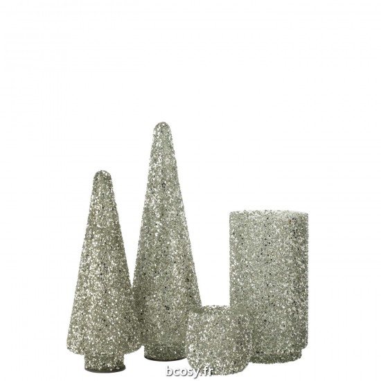 J-Line J Line arbres sapins de noel sur pied Jolipa Sapin De Noel Paillettes Verre Argent Large.