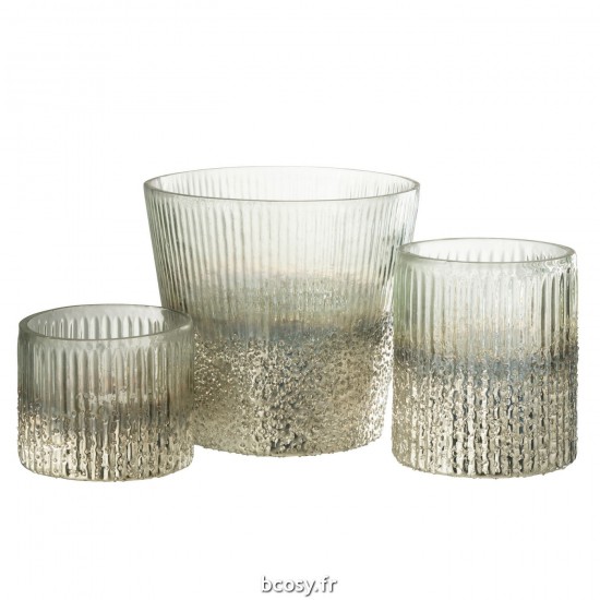 Jolipa Photophore Cotele Verre Argent Trans Large.